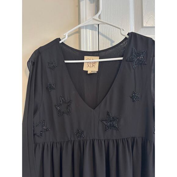 Chaser beaded star black maxi dress sz M - Picture 3 of 16